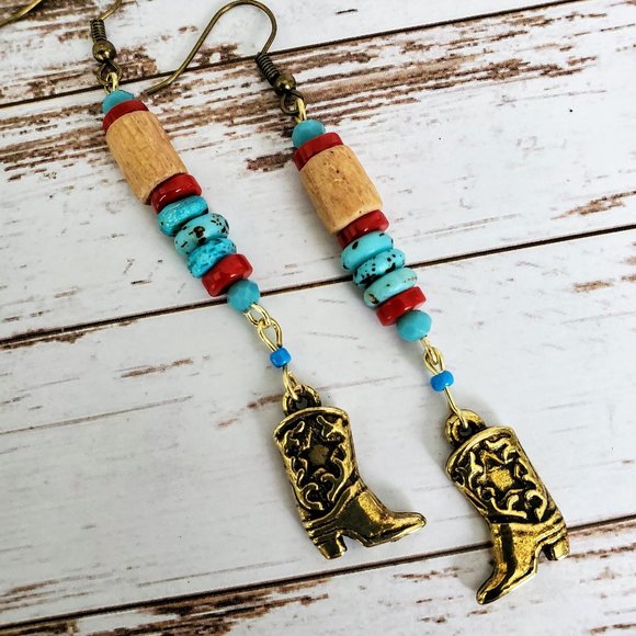Jewelry - Boho Boots Turquoise Earrings